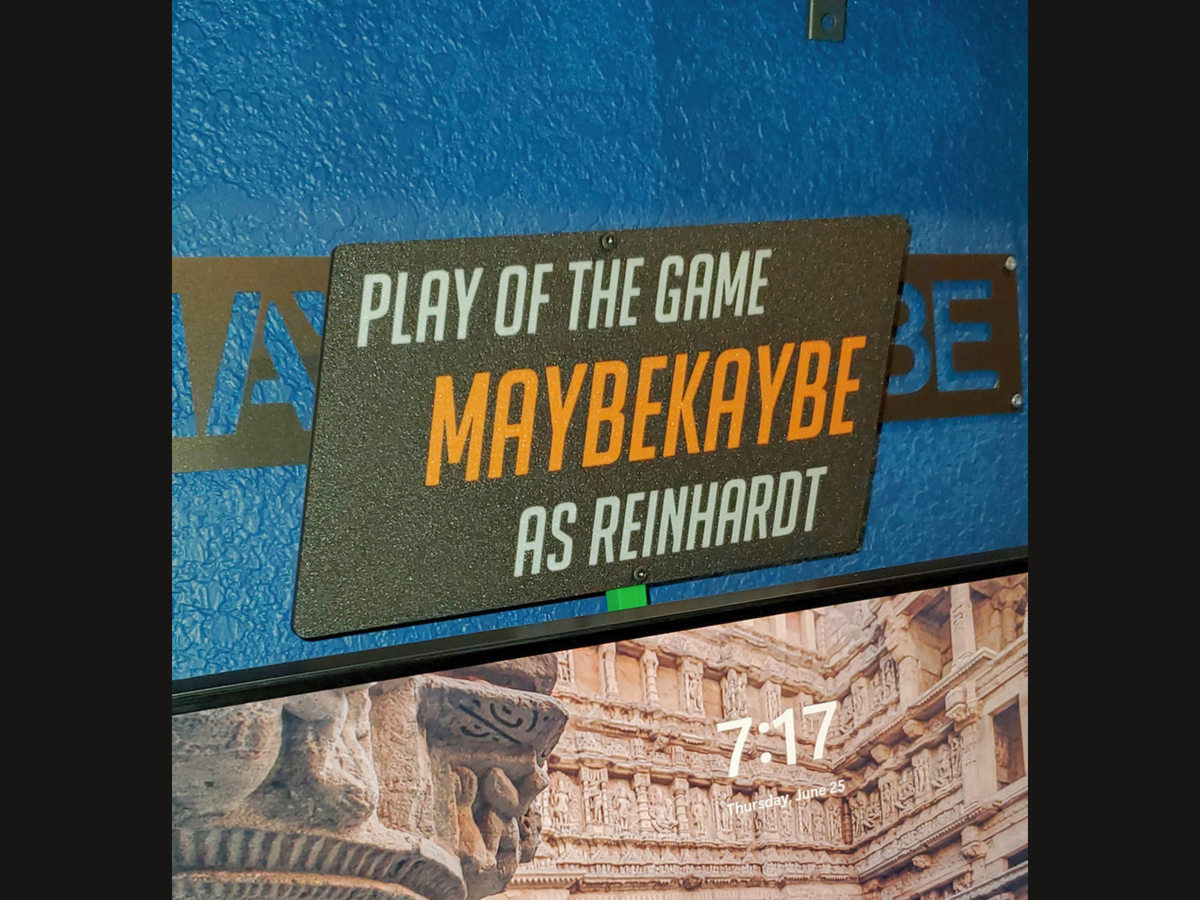 Overwatch "Play of the Game" Personalized VESA Mount Sign