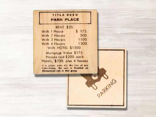 Monopoly Tile Wood Coasters