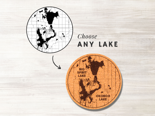 Lake Map Cork Coasters