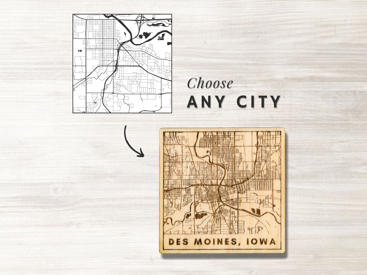 City Map Wood Coasters