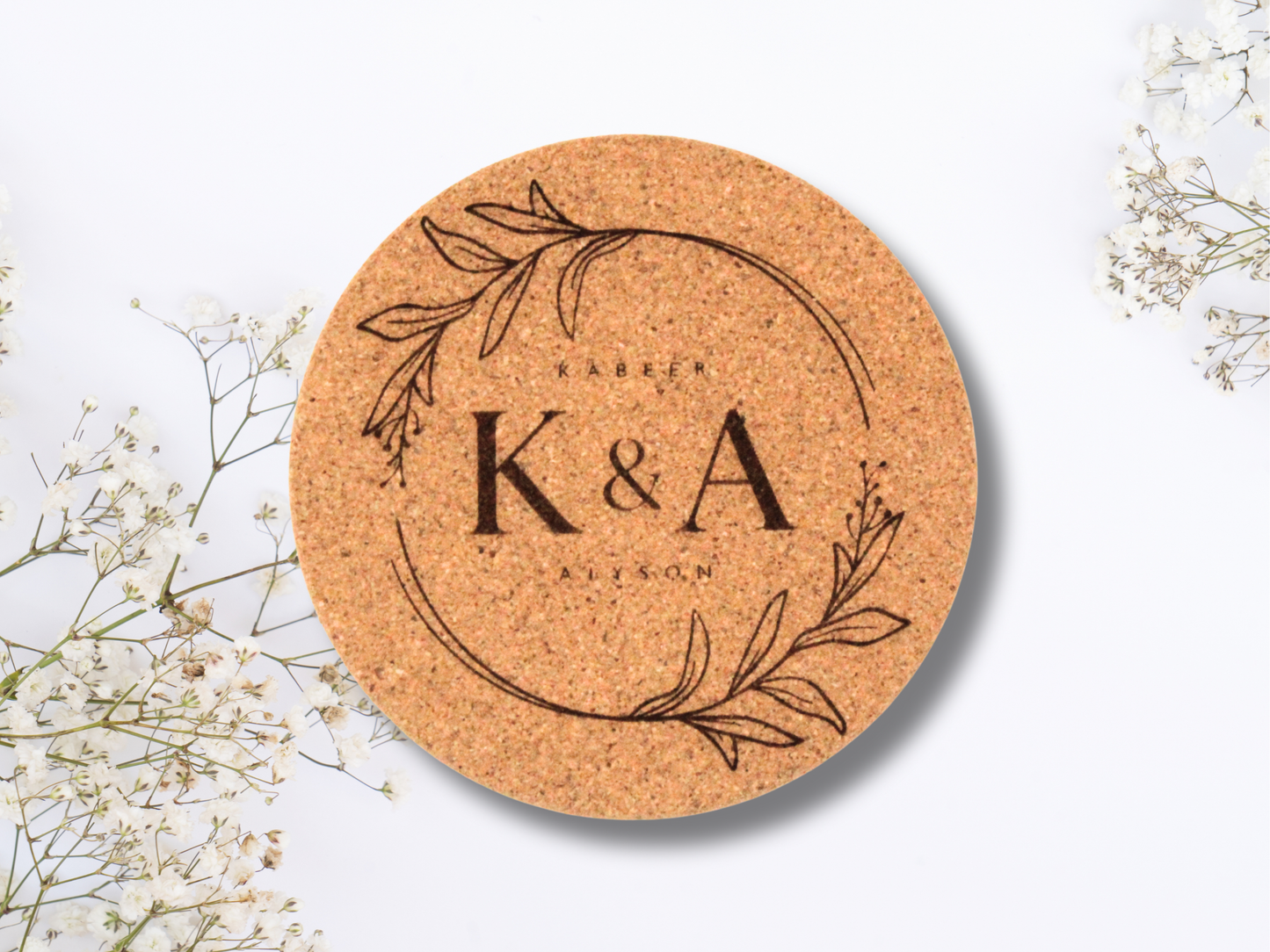 Initials Wedding Cork Coasters