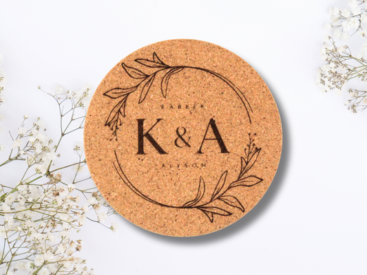 Initials Wedding Cork Coasters