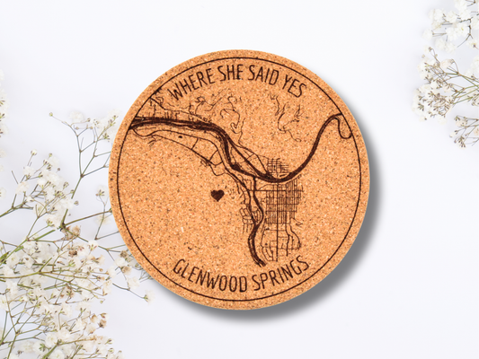 "Where She Said Yes" Cork Coasters
