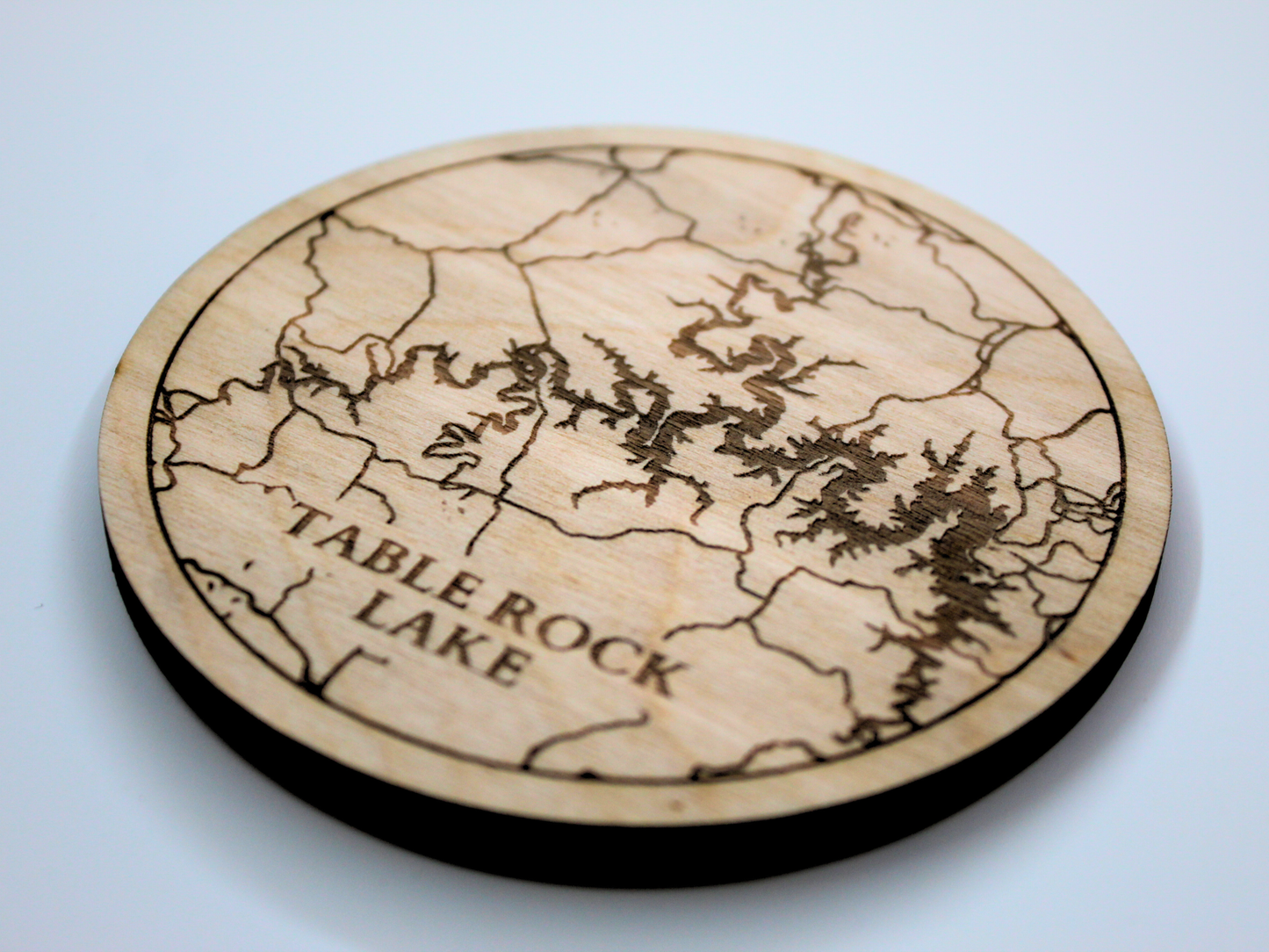 Lake Map Wood Coasters