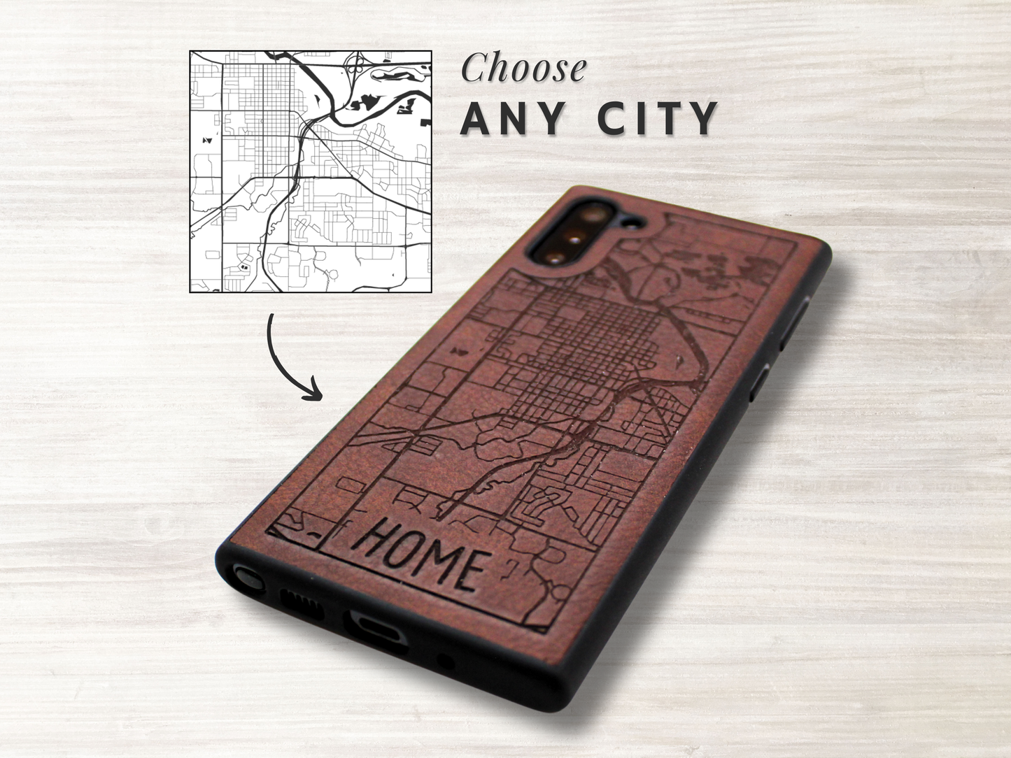 Street Map Leather Phone Case