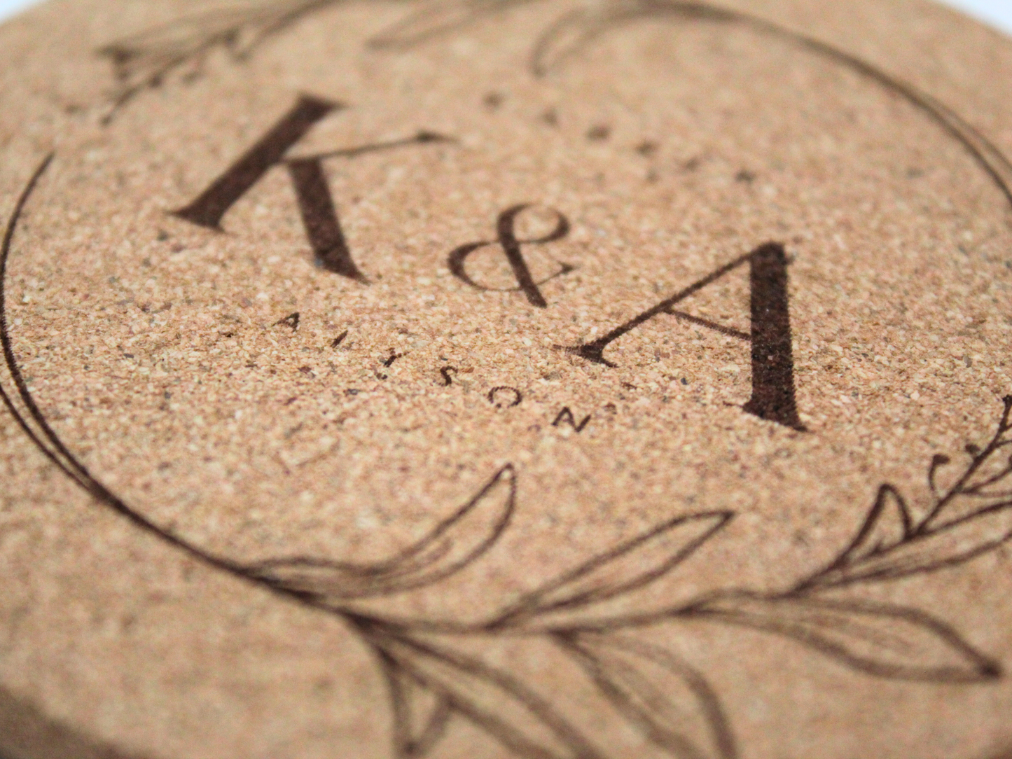Initials Wedding Cork Coasters